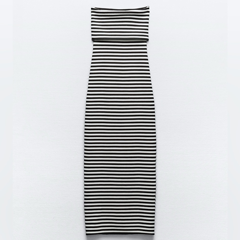 NWT ZARA Black and White Striped Women's Dress SMALL